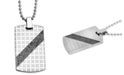 Macy's Men's Diamond Patterned Dog Tag 24" Pendant Necklace (1/2 ct. t.w.) in Stainless Steel